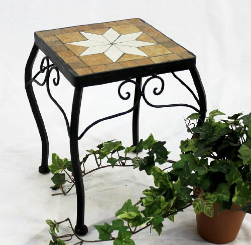 DanDiBo Blumenhocker Mosaik Eckig 28 cm Blumenständer 12015 Beistelltisch Pflanzenständer Mosaiktisch Klein