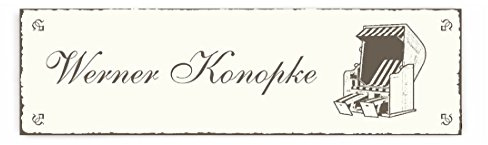 Selbstklebendes Türschild STRANDKORB - mit Wunschtext Name - ca. 20 x 6 cm