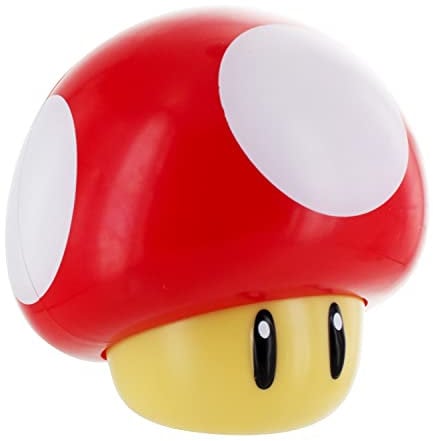 Super Mario Brothers Mushroom Figurenlicht - Offiziell lizenziertes Sammler-Movie-Merchandise mit Sound, Geschenk für Jungen, Kinderzimmer-Zubehör, Bunt, Rot