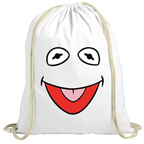 Shirtstreet Karneval Fasching Verkleidung Gymsac Turnbeutel Frosch Kostüm, Größe: onesize,weiß natur