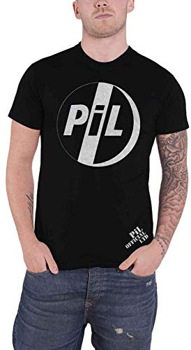 Pil Public Image Ltd T Shirt White Band Logo Official Mens Black L