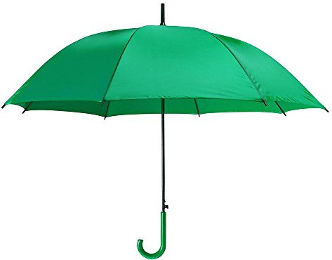 eBuyGB Automatic Opening Plastic Crook Curved Handle Wedding Umbrella Coloured Rainproof for Men, Women, Kids, Unisex, Bridal Brolly - Green 41.5 Inch / 105cm Span 82cm Length
