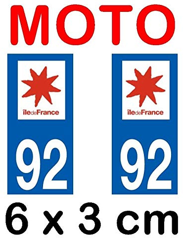 Aufkleber für Nummernschild Motorrad DPT 92 Hauts de Seine