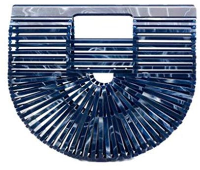 GGCL Acryl Handtaschen Basket Taschen Hand-Gestrickte Taschen Hohle Handtaschen Strand Frauen Taschen,Pearlescentblue,Onesize