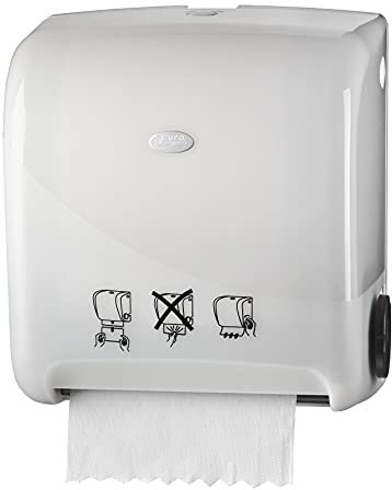 MTS 431106 Euro Matic Pearl Handtuchspender mit Autocut, Blatt für Blatt Dosierung, Weiß