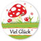 Geschenk-AufkleberViel Glück mit Pilz, rund 40 mm