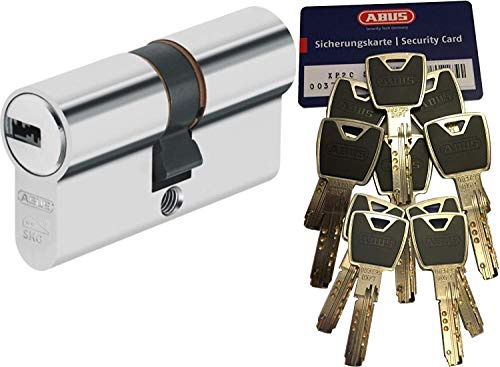 ABUS XP20S Doppelzylinder Länge (a/b) 40/50mm (c=90mm) mit Sicherungskarte und 10 Schlüssel mit Design-Clip, Not-u. Gefahrenfunktion und SKG** Bohrschutz