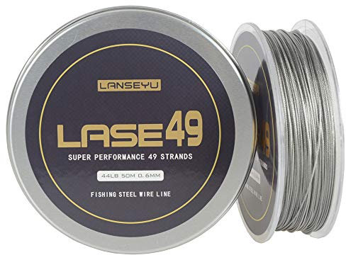 50M 44lb Stainless Steel Fishing Line - 7x7 Strands, 0.6mm Trace Coating, Jigging Wire Leader