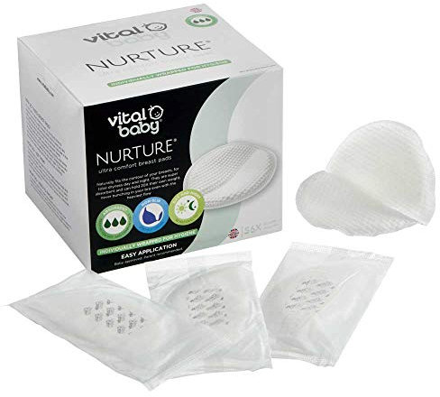 Vital Baby Nurture Ultra Comfort Breast Pads - Disposable Nursing Breast Pads - Contoured, Soft, Ultra-Absorbent & Leak-Free - Universal Fit for Ultra Comfort – BPA, Phthalate & Latex Free - 56pk