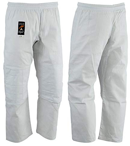 Playwell Martial Arts Judo Trousers white Bleached - (Double padded knees) - 9oz (5/180cm)