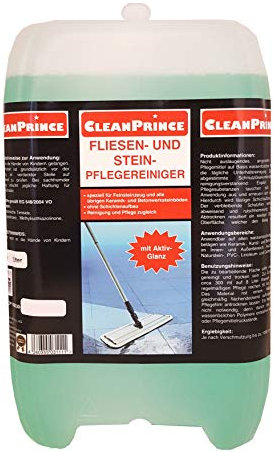 CleanPrince 10 Liter Fliesen- und Stein Pflegereiniger Fliesenreiniger Steinreiniger Pflegereiniger Bodenreiniger Marmor Granit Feinsteinzeug Fliesen Grundreiniger