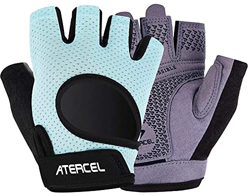 ATERCEL Weight Lifting Gloves Full Palm Protection, Workout Gloves for Gym, Cycling, Exercise, Breathable, Super Lightweight for Men and Women(Aqua, S)