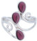 mantraroma Silber Ring Damen 925 Granat Edelstein rot ausgefallen verspielt