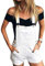 Chickw11 Denim Salopette Corta Donna Pantaloncini, Estiva Ragazza Jumpsuit Loose Overall Senza Maniche Playsuit con Tasche Tuta Estate Corti Bermuda Shorts (M,Bianca)
