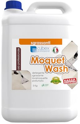 Cubex Professional Moquet Wash Detergente Sgrassante Profumato per la Pulizia di Moquette, Tessuti e Tappezzerie - Tanica da 5 LT