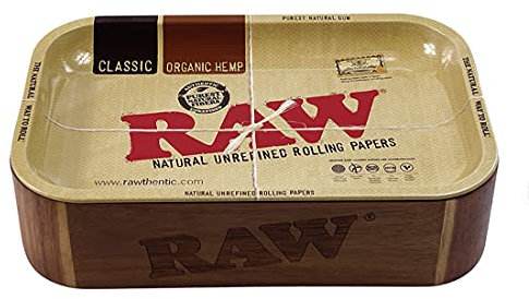 RAW Cache Box, Holzaufbewahrungsbox mit Roll-Unterlage aus Metall 3 Boxen