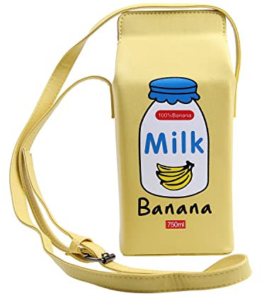 7VSTOHS Mädchen Früchte Erdbeer Banane Milk Box CrossBody Geldbörse Tasche Damen Handy-Wallet Schultertaschen