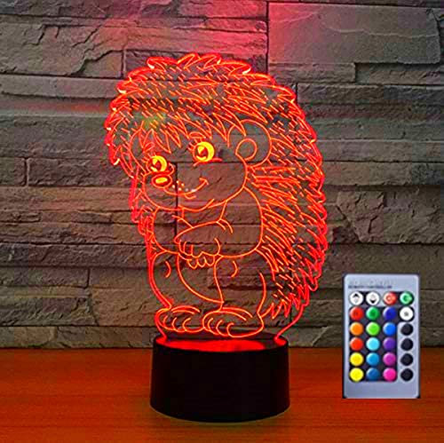 Jinson well 3D Igel Lampe optische Illusion Nachtlicht licht 16 Farbwechsel Touch Switch Tisch Schreibtisch Dekoration Lampen Acryl Base USB Spielzeug