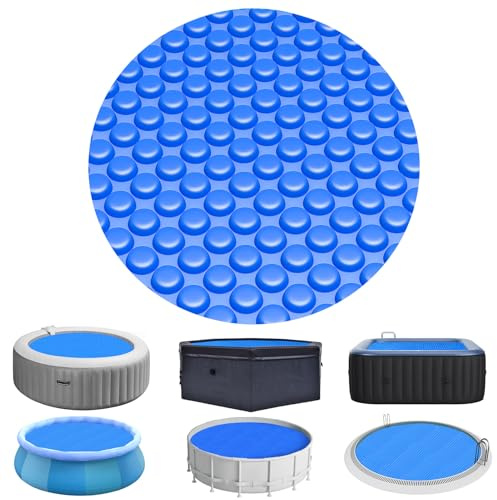 Evoio Solar Pool Covers Blankets for 8 ft Diameter Round Inground Above Ground Swimming Pool, Heavy-Duty Bubble Pool Hot Tub Spa Solar Covers Floating Thermal Blanket (8 Foot)