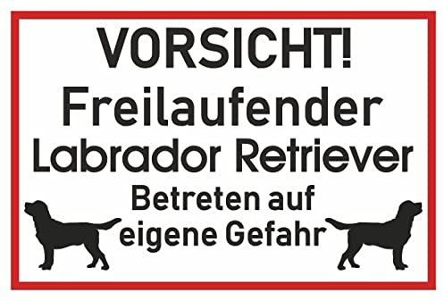 Samunshi® Aufkleber Vorsicht Labrador Retriever - Schild Sticker Hinweisschild Warnschild Vorsicht Hund 10 x 6,7cm Vorsicht Labrador Retriever schwarz