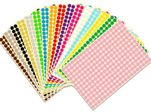 JANYUN 4160 Stück 8mm Runde Punktaufkleber 16 Farben Bunte Selbstklebende Klebepunkte Aufkleber Kleine Farbkodierung Etiketten Markierungspunkte zum Beschriften (8mm)