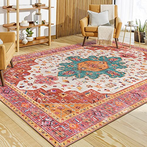 Moynesa Tapis de sol ultra fin lavable – 15,2 x 23,7 cm – Motif bohème – Pour chambre de fille, salle à manger, salle de jeux – Tapis d'intérieur imprimé bohème pour décoration de salon – Rose