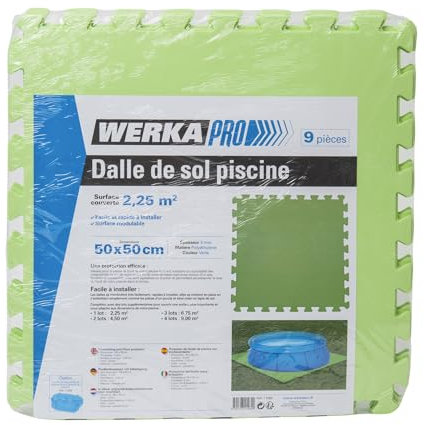 WERKA PRO Juego de 9 losas de Suelo para Piscina 50x50cm
