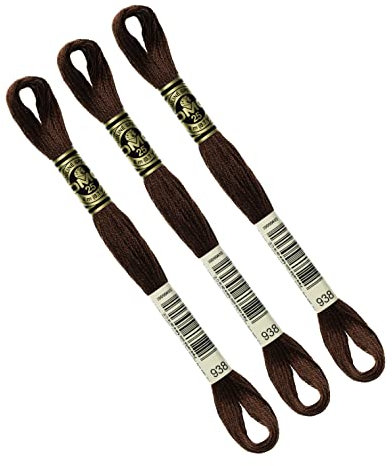 DMC - Set di 3 matasse DMC, filo da ricamo mulinato 117 MC, 100% cotone, adatto a tutte le tecniche e supporti, ideale per punto croce (marrone)