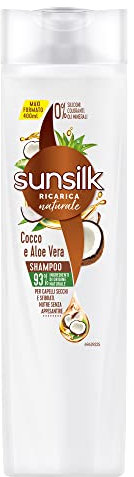 Sunsilk, Shampoo Cocco e Aloe Vera, Shampoo per Capelli Secchi e Sfibrati, Formula Nutriente e Protettiva per Capelli Visibilmente Sani, Senza Appesantire, con Cocco e Aloe Vera, 400ml