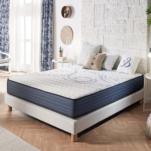 Naturalex - Colchón Muelles Perfectsleep 140x190-24 cm - Híbrido - Muelles Ensacados + Viscoelástica - Semifirme - Excelente Adaptabilidad - Transpirable - Ergonómico - Blue Látex
