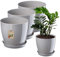 KADAX Blumentopf, Pflanzkübel-Set mit Untersetzer, Blumenkübel aus Kunststoff, runder Pflanztopf für Innenbereich, Übertopf für Blumen und Zimmerpflanzen, Kräutertopf (Set of 3 – 18cm, grau)