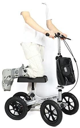 Knieroller MOBI ROLL CC - Mit Trommelbremse und 12 Zoll Luftreifen, Orthopädischer Knie-Walker für Knöchel oder Fußverletzungen,Ersatz für Krücken, Laufhilfe, Knie Scooter, Knierollator