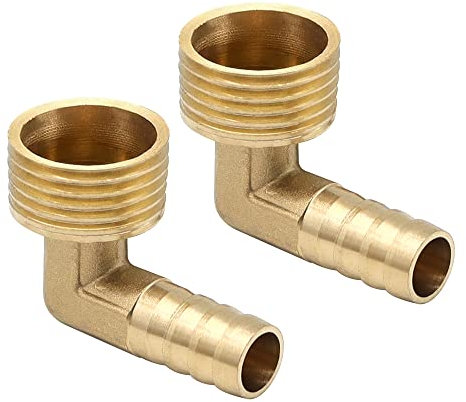 YDHfdc 2 Pcs Raccords Barb en Laiton Tuyau de Coude Barb Raccord 90 Degrés Barb Tuyau de Coude de Filetage Mâle en Laiton 1/2 pour Eau, Carburant, Air (10 mm)
