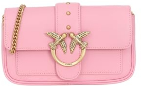 Pinko Love One Pocket C Vitello Seta, Borsa Donna, P31q_rosa Marino-antique Gold, Taglia unica