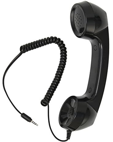 Combiné Téléphonique Rétro, Micro Récepteur de Téléphone Portable 3,5 Mm avec Contrôle du Volume, Microphone à Cordon enroulé de 9 Pieds pour Smartphone (Noir)