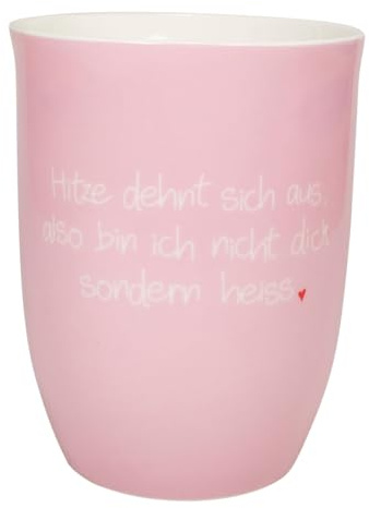 Mea-Living Tasse mit Henkel HITZE DEHNT SICH AUS rosa, 500ml, Becher mit Spruch, Geschenkidee für Freundin, Spruchtasse