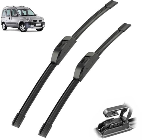 Scheibenwischer vorne, kompatibel mit Renault Kangoo 2 (2 Hintertüren) 2008–2020, Windschutzscheibe, Windschutzscheibe, Auto-Regenbürste, 55,9 cm + 55,9 cm