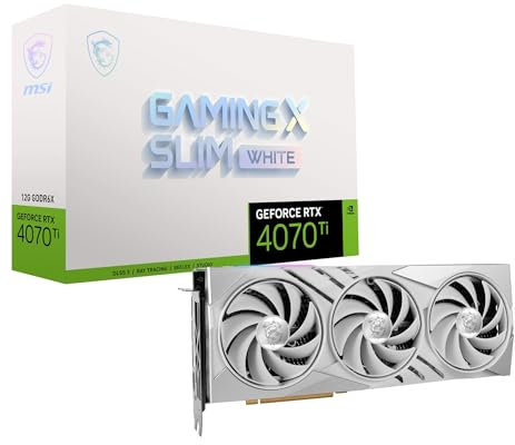 MSI Gaming RTX 4070 Ti Gaming X Slim White 12G Graphics Card (NVIDIA RTX 4070 Ti, 192-Bit, Boost Clock: 2745 MHz, 12GB GDRR6X 21 Gbps, HDMI/DP, Ada Lovelace Architecture)