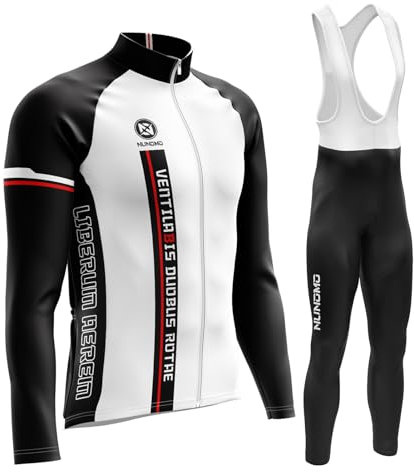 Abbigliamento Completo Ciclismo Uomo Tuta Bici da Corsa Invernale Maglia MTB Manica Lunga + Salopette Imbottiti con Gel 9D MTBGel Caldo e antivento (TYPE-1A,L)