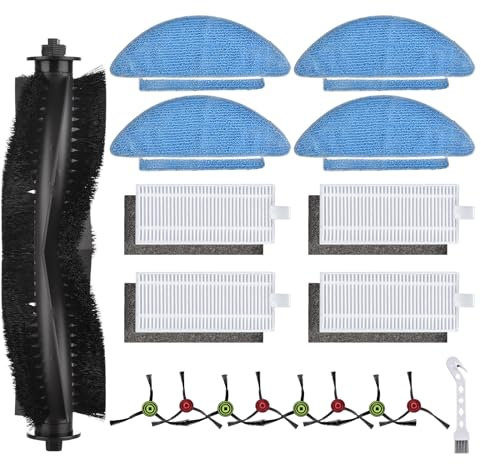 Rebirthcare zubehör für lubluelu sl60d sg60 sl61, für tikom l9000, für laresar l6 nex, für honiture q6 se Roboter staubsauger 1 hauptbürste 4 Filter 4 wischtücher 8 seitenbürsten 1 reinigungsbürste