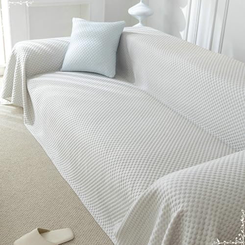 Ayoiow Couch Überzug Sofa Überzug Grau Sofahusse 1Sitzer Eisseide Einfarbig