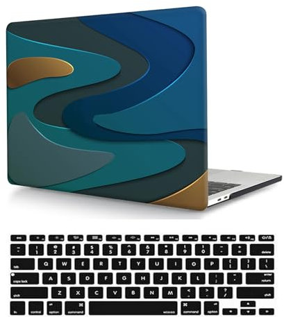 Custodia Compatibile con Nuovo Macbook Pro 15 pollici 2019 2018 2017 2016 con Touch Bar e Touch ID A1990 A1707, Case Rigida Protettivo Plastica Copertina & Tastiera Cover, Blu Verde
