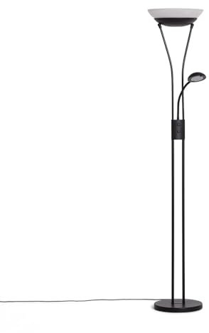 LEDKIA Stehlampe mit Leselicht Metall und Glas Ethan Schwarz