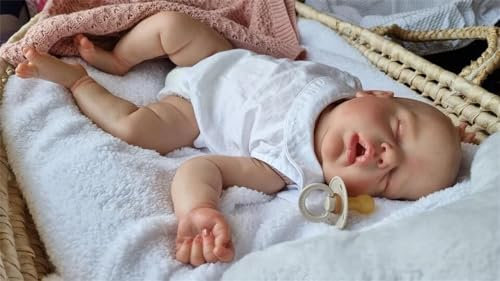 Anano Reborn Baby Puppen Alexis 22 inch Lebensechte Neugeborene Baby Puppe Real Life Baby Puppen Schlafende Weiche Tuch Körper Kleinkind Puppen