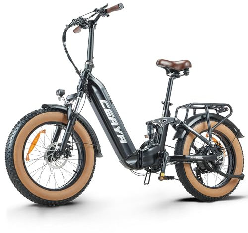 VOZCVOX Ebike Herren 20 Zoll Klapprad E-Bike Damen Elektrofahrrad A20 E-Fahrrad | 48V20Ah Akku | Vollfederung | LCD-Dispaly | 7 Gang-Schaltung | Max 25KM/H Fat E-Bike