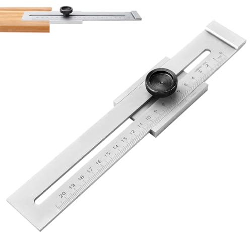DAKLUNAR Präzisions Streichmaß 200mm, Mattverchromt Streichmass, Metall Anreißwerkzeug Anreisslehre, Anreißkante Markierungslehre für präzises Markieren und Abgrenzen von Marken und Hilfslinien