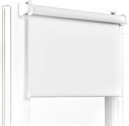 Fenster DEKOR - Rollos Für Fenster Ohne Bohren Weiß - Verdunkelungsrollo B75 x H120 cm - Klemmrollo Verdunkelung - Fensterrollo Für Balkontüren - Verdunklungsrollo Leicht Zu Installieren - Klemmfix