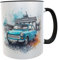 Kilala Kaffeetasse Becher Trabi DDR mit Namen nostalgie Geschenk Geburtstag Ossi (blau)