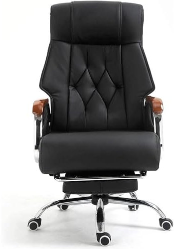 PLJKIHED Chefsessel, Chefsessel aus echtem Leder mit hoher Rückenlehne, moderner ergonomischer Chefsessel aus echtem Leder, Chefsessel aus genarbtem Leder von Boss Stabilize