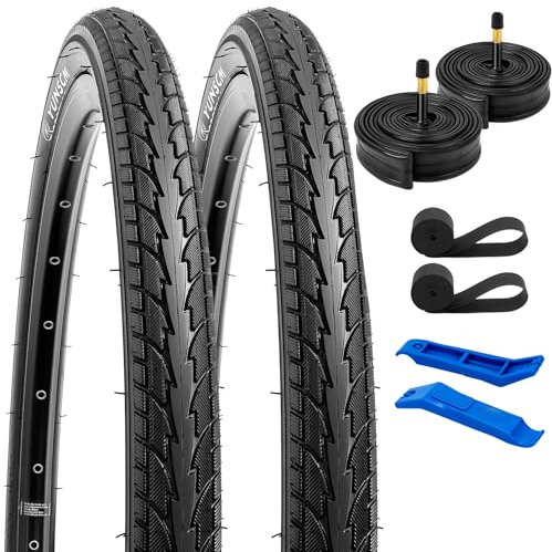 YunSCM 2er-Pack Faltbarer 700C Reifen 700x35C 28x1.40 ETRTO 37-622 und 700C Schlauch AV48mm Schrader Ventil kompatibel 700C Rennrad 700x35C 37-622 Fahrradreifen und Schlauch